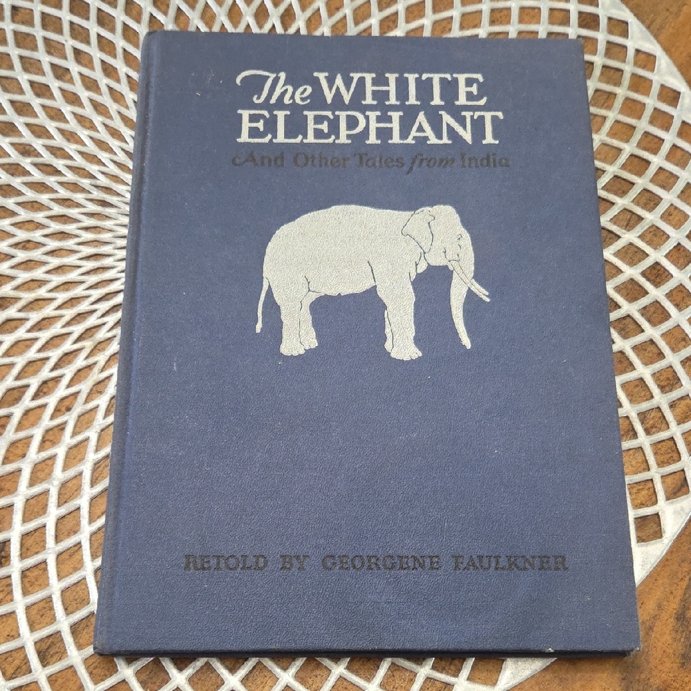 The White Elephant Hardcover Decorative Book - Navy with White Elephant